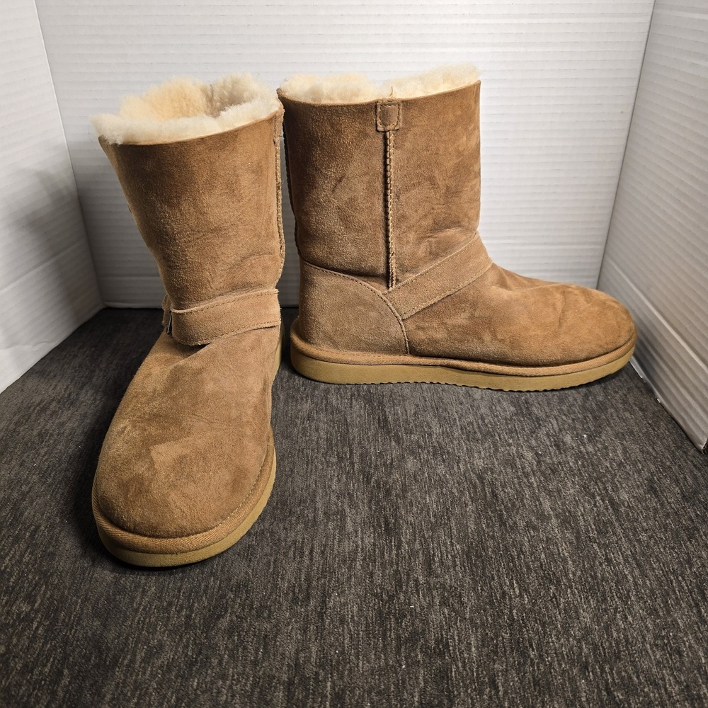 Kirkland Signature Womens Chestnut Brown Suede Shearling Buckle Boots Size‎ 7